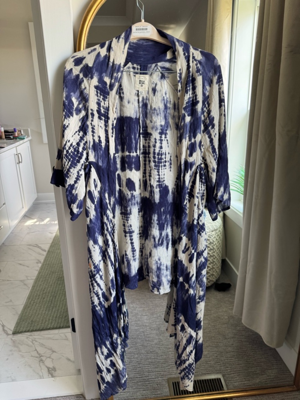 Billabong Navy & White Tie-Dye Open Front Cardigan